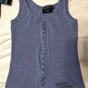 Harley-Davidson Blue Button-Front Ribbed Tank